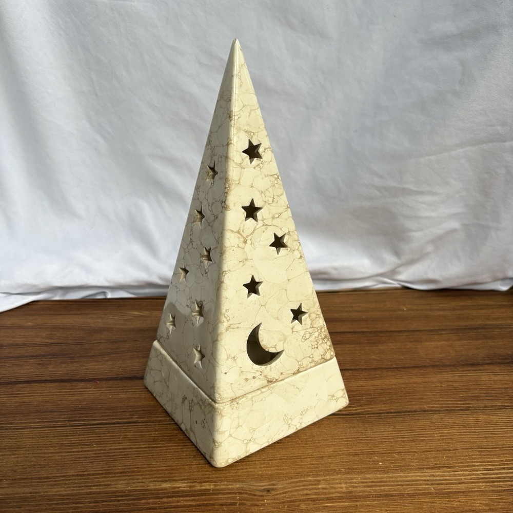 PartyLite Galaxy Pyramid Tealight Candle Holder P0161 Moon Stars Retired